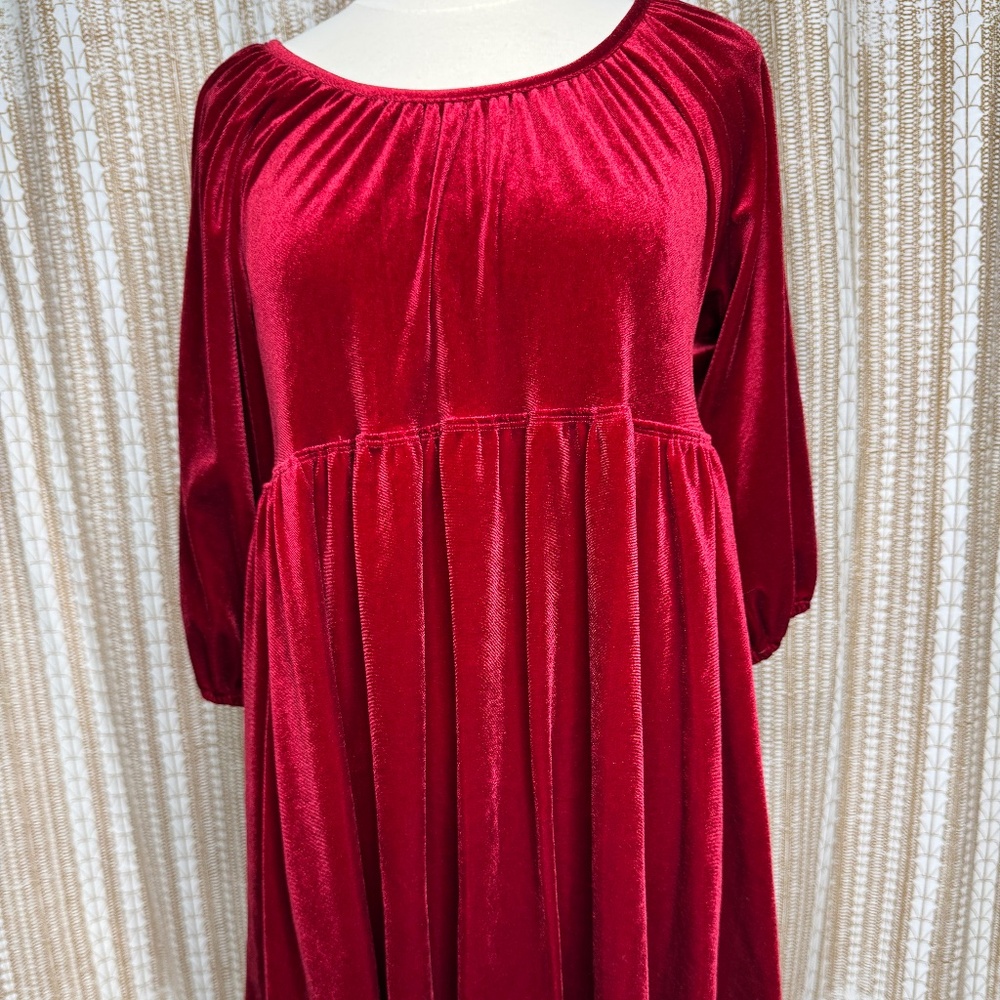C&V Chelsea & Violet Red Velvet Babydoll Dress | Open Back Tie | Size XS | NWT